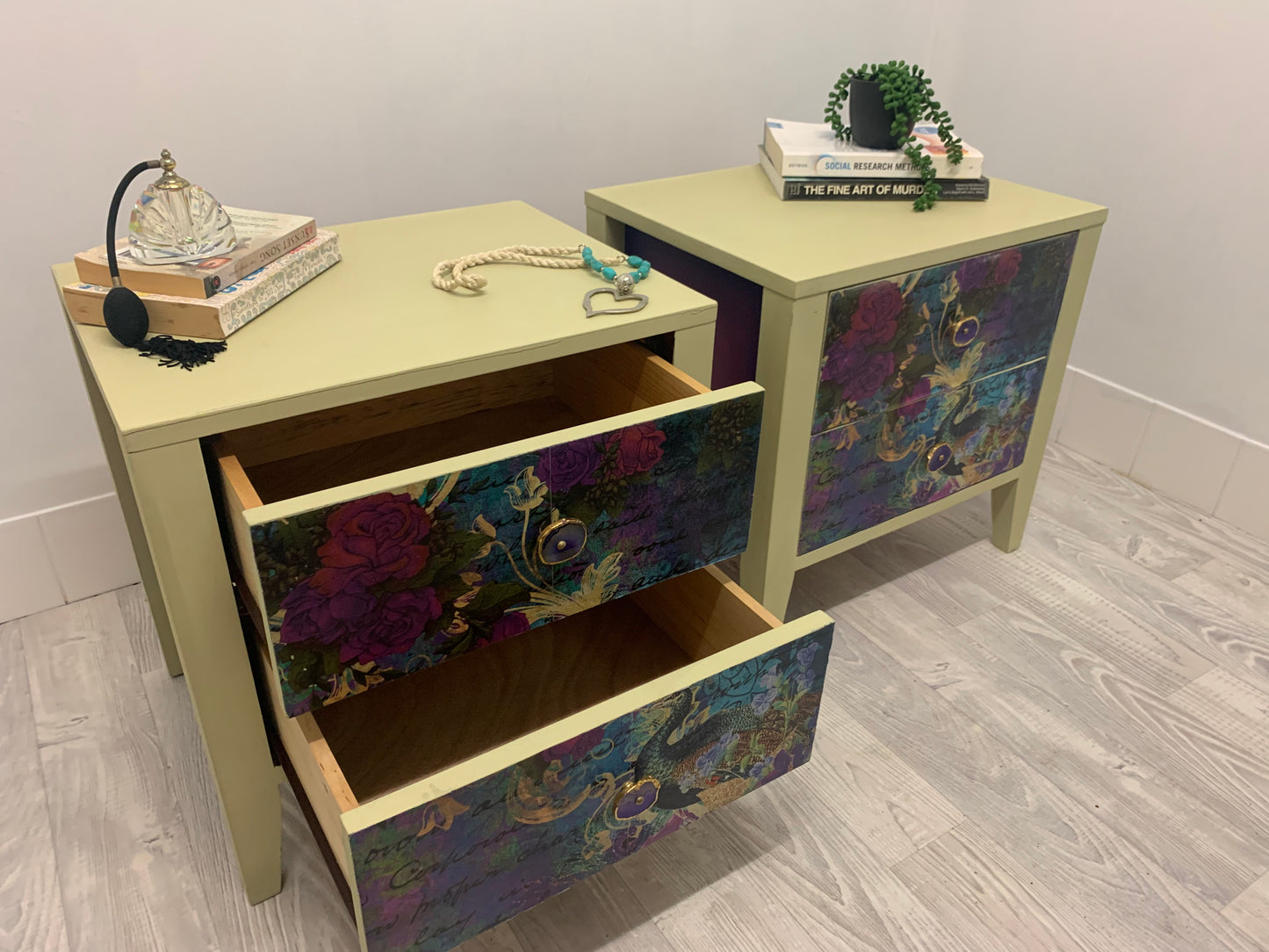 Colourful Peacock Bedside Tables 550x435x550