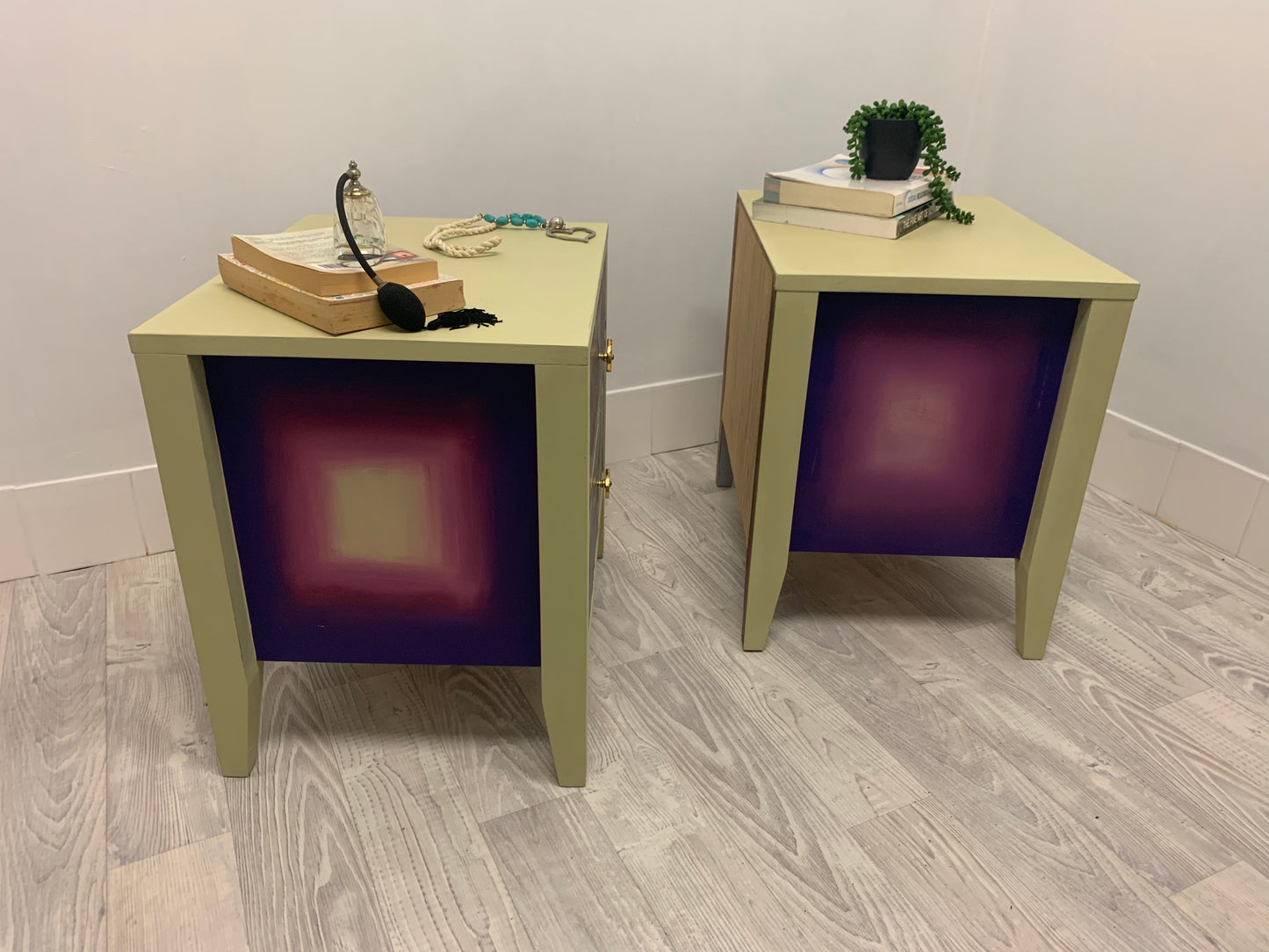 Colourful Peacock Bedside Tables 550x435x550