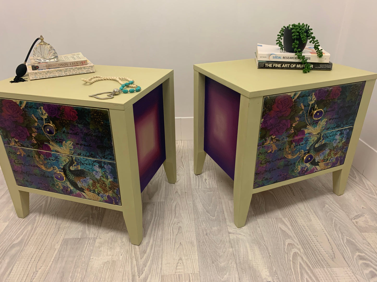 Colourful Peacock Bedside Tables 550x435x550