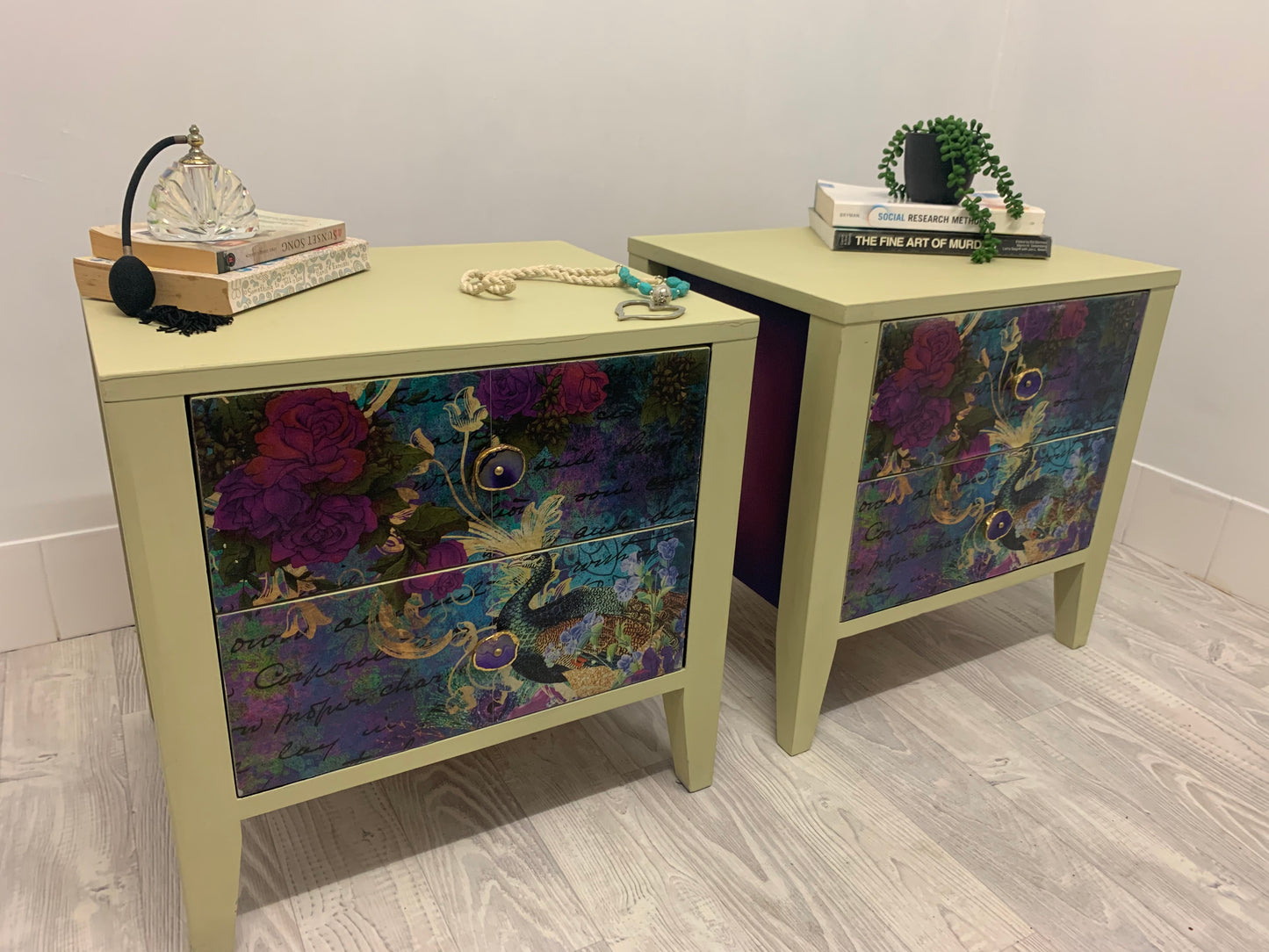 Colourful Peacock Bedside Tables 550x435x550