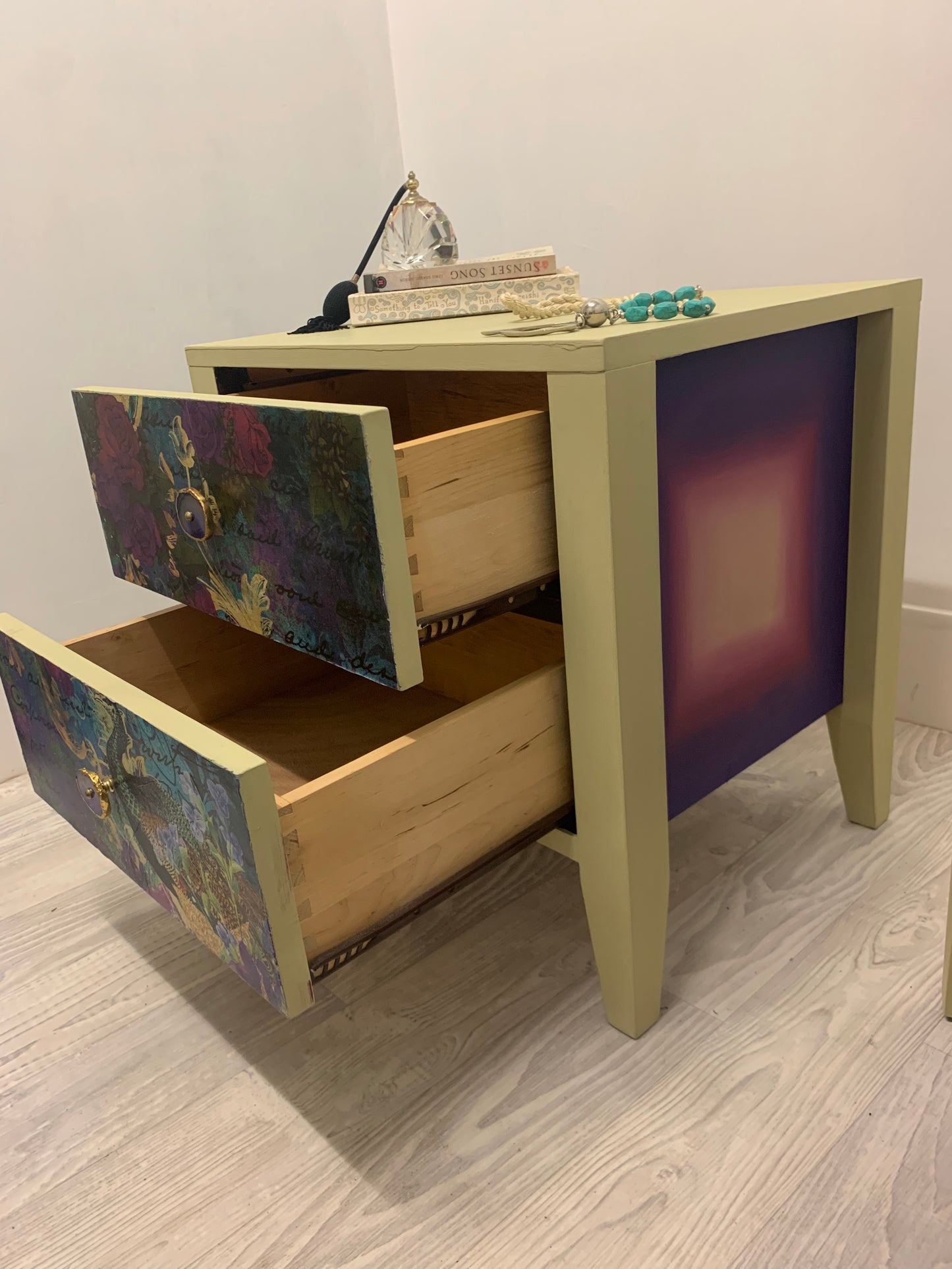 Colourful Peacock Bedside Tables 550x435x550